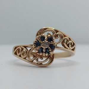 Gold Diamond and Sapphire Ring